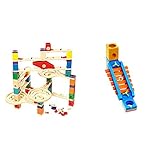 Hape E6009 - Quadrilla Vertigo, Kugelbahn, Konstruktionsspielzeug, aus Holz, ab 4 Jahren & 6022 - Klingender Spielplatz, Zubehör für Quadrilla Kugelbahnen, Xylophon-Rutsche, ab 4 Jahren, Mehrfarbig