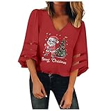 Weihnachten Bluse Damen Langarm lila Pullover Damen Shirt Damen Sommer Tops Elegante Oberteile Damen Tunika Damen Langarm hemdbluse Damen lässige t Shirts Damen Bluse Damen g