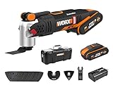 WORX 20V Akku Multifunktionsgerät WX693, 2,0Ah, Sonicrafter, Poweshare, zum Schneiden, Sägen, Schleifen uvm. – Inkl. 20 Stück Schleifpapier-Kit, Akku & Schnellladegerät, 18V