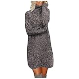 LFYYDS Damen Strickkleid Langarm Rollkragen Strickpulli Kleider Winter Warm Pullikleid Lässiges Lose Etuikleid Elegant Hohe Elastizität Pulloverkleid Frauen Mode Midik