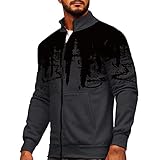 WSAD Herren Laufjacke Splash-ink Print Slim fit Übergangsjacke Leicht Sweatjacke mit Reissverschluss Trainingsjacke Männer Freizeitjacke Atmungsaktiv Frühling DUTYLOVE (Gray, XXL)