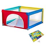 FWZJ Baby-Laufgitter Kinder-Laufgitter Tragbares Spielzentrum Oxford-Stoff-Mesh-Sicherheits-Absturzsicherungs-Kinderspielzaun 68cm hoch mit Matte (Grün,120x120x68cm) (Color : Mehrfarbig