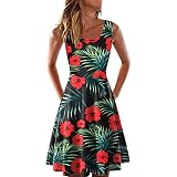 Strickkleid damen herbst sexy Sommer-Strand-Frühlings-gestreifter Druck-nettes Schaukel-Vertuschung-Sommerkleid-ärmelloses Strickkleid sexy Partykleid Winterkleid damen große größen Satin kleid weiß