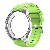 LGFCOK Silikon-Schutzhülle + Armband für Samsung Galaxy Watch 46 mm/42 mm Armband Gear S3 Frontier Band Sportarmband + Schutzhülle Uhrengehäuse 42/46 mm (Armbandfarbe: Grün 6, Bandbreite: Gear S3)