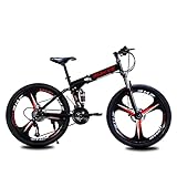 OH Faltrad 21 Geschwindigkeits-Mountainbike 3-Speichen-Räder Mtb Dual-Scheiben-Bremsen Dual-Suspension Faltbare Fahrräder Für Frauen Männer Jugendliche, Schwarz Relax-Spiel / 26