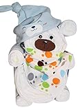 Windelgeschenk/Windeltorte/Windelbär mit Beanie + Dreieckstuch Junge Baby - Windelgeschenk Junge - tolles WINDELGESCHENK zur Geburt - babyshower geschenk (blau Gr. 2)