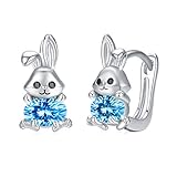 Hasen Ohrringe Creolen Kinder 925 Sterling Silber Hasen Creolen Mädchen Klein Ohrringe Kreolen für Damen Durchmesser 10mm Klappcreolen Hasen Tier Ohrringe für Damen/Mädchen/