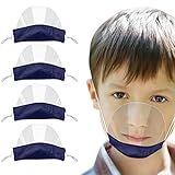 TOPEREUR 4 Stück Mundschutz Kinder,Offene Transparent Visier Mundschutz Face Cover Wiederverwendbar Waschbar Mund-Nasenschutz Staubdicht Bandana H