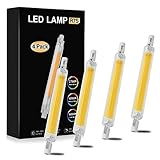 R7S LED Lampe 10W 78mm Dimmbar COB Filament Glühbirne 220V Warmweiß 3000K Doppelsokel Linear Tube 360° Abstrahlwinkel Ersatz zu 80W Halogenlampe, 4PCS