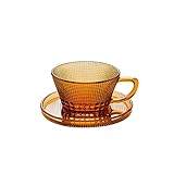 HNHYNSY Retro Kaffeetassen Glas Kaffeetasse Milchschale Frühstücksbecher Retro Bernstein Hitzebeständige Nachmittag Teeschale mit Griff Müsli Joghurt Retro-Becher (Color : B)