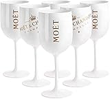 8 Stück Moet Chandon Ice Imperial Sektgläser Set Plastic，0.48L Moet Rose Champagner Gläser Kunststoff,Weinglas | Sektglas für Party und Hochzeit , Weiß