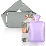 WäRmeflaschen aus Gummi Mit Bezugmit mit Weichem, Wärmflasche Nacken Wärmflasche 3 In 1 WäRmeflaschen Set Hot Water Bottle Für Nacken Und Schulter, RüCken, Beine, Taille W