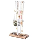 Love-KANKEI Schmuckständer Schmuckhalter Holz Metall mit 3 Stäben Schmuck Aufbewahrung von Ketten Ohrringen Ringen Uhren , Geschenk für Freundin Damen M