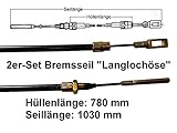 HGW 2er Set Bremsseil für PKW-Anhänger - Typ Langlochöse - für ältere Anhänger - passend Knott, ALKO, Peitz (780 mm)