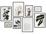 ARTFAVES® Poster Set - Aesthetic Plants | Wanddeko Wohnzimmer & Schlafzimmer | 8 Moderne Wandbilder | Bilder Eukalyptus, Monstera, Pflanzen, grün, Natur | ohne B