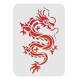 FINGERINSPIRE Drachen Schablonen 29.7x21cm Wiederverwendbare Drachen Wand Dekor Schablone Chinesische Asiatische Orientalische Drachen Schablone Zum Malen Auf Wand Möbel Stoff H