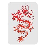 FINGERINSPIRE Drachen Schablonen 29.7x21cm Wiederverwendbare Drachen Wand Dekor Schablone Chinesische Asiatische Orientalische Drachen Schablone Zum Malen Auf Wand Möbel Stoff H