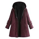 Pianshanzi Winterparka Damen Lang Jacke Mantel Warm Gefütterte Winterjacke Winter Plüschjacke Einfarbig Wintermantal Fleecejacke Weich Bequemes Kapuzenjacke Steppjacke Winddicht Windbreaker Outw