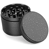 JCASE Keramik Grinder Crusher Haftfrei | 4-teilig | Nano Keramik beschichtete Kräutermühle | Ø 63 mm | inkl. Tragetasche, Pollenschaber, Pinsel und Mundstück (Black)