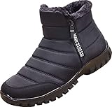 GILKUO Herren Winterschuhe Gefüttert Warm Winterstiefel Wasserdicht Winterstiefeletten Schneestiefel Männer Winter Schuhe Stiefel Schwarz Größe 44