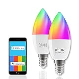 Alexa Glühbirne e14 led Warmweiss Kaltweiss RGBW dimmbar 380lm. Musik Sync Wlan lampen kein hub. WiFi Tuya Smart Life Amazon Echo Google Home kompatibel deckenlampe, garagenleuchte geräte - Nous P4