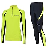 Airtracks Winter Funktions Laufset/Thermo Laufhose Lang Pro + Thermo Laufshirt Langarm Pro - schwarz-neon - M - D