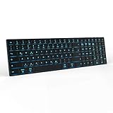 Beleuchtete Bluetooth Tastatur, Kabellose Wiederaufladbare Funktastatur mit 4 Bluetooth Kanäle für alle Geräte mit Windows, Mac OS, Android, iOS, PC, Tablet, Handy, Notebook, Schw