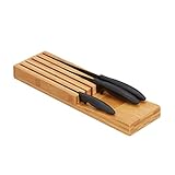 Relaxdays Messerorganizer , Messeraufbewahrung für 5 Messer, Messereinsatz für Schublade, 3,5 x 11 x 39 cm,