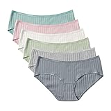 KNITLORD Unterhosen Damen Baumwolle Komfortabel Mittel Taille Panties Hipsters 6er Pack (L)