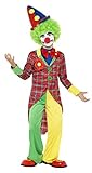 Smiffys 44011M Kinder Clown Kostüm, Jacke, Hose und Mock-Hemd mit Fliege, Größe: M, 44011