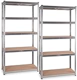 2x Set Stagecaptain Heavyrack Lagerregal - 5 variabel montierbare Böden - Metallkonstruktion verzinkt - auch als Werkbank umbaubar - Tragkraft pro Boden max. 175 kg - Tragkraft gesamt 875 kg