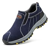 Wygwlg Herren Stahlkappe Sicherheitsarbeitsschuhe,Herren Sicherheitsstiefel,Anti-Piercing Arbeitsschutz Arbeitsschuhe Unzerstörbare Sneaker Bequeme Schuhe (Color : Blue, Size : 36 EU)