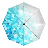 Kleiner Regenschirm Winddicht im Freien Regen Sonne UV Auto Compact 3-Fach Regenschirmabdeckung - Blaue Dachziegel M