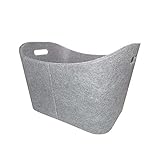 Metrox Holzkorb mit Tragegriffen (Kaminholztasche Filz, Farbe hellgrau, Maße 53,5x43x34 cm) 1807