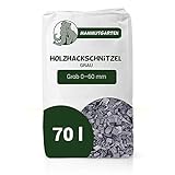 Holzhackschnitzel Grau Kiefer Holz Mulch Garten Grob 0-60mm 70l Sack