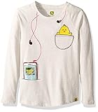 JOHN DEERE Mädchen Long Sleeve Cotton Blend Tee T-Shirt, weiß, Groß