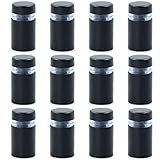 12pcs Werbeschraube Werbung Schraube Glas-Abstandshalter - Schraubabstandshalter, Schilder Abstandshalter, Schilderhalter Abstandschrauben Abstandshalter für Glases, Edelstahl (Mattschwarz 12x20mm)