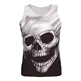 Herren Tank Tops 3D Druck Totenkopf Rundhals Ärmellos Sommer Casual Tshirts Herren Sleeveless Slim Fit Sport Tees Shirts Regular Fit Beiläufige Lustige Geschenke für Männer Vintage Baumwolle Ob