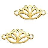 Sadingo Schmuckverbinder Lotusblüte aus DQ Metall Gold - Lotusblumen Armband selber basteln, für DIY Fußkettchen D