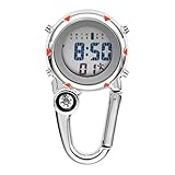 VOSAREA Karabiner Uhr Digital Sportuhren Angeln Wandern Klettern Mini Taschenuhr mit Kompass Camping Outdoor Activities Ärzte Krankenschwestern Orang