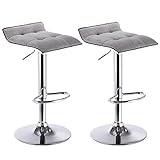 WOLTU® Barhocker Design Drehstuhl Hocker Barstuhl Lounge Bar Hocker Leinen 2X Hell Grau BH33hgr-2