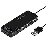 PEIYUI USB Hubs Audio Adapter Externe Stereo Soundkarte mit 3,5 mm Kopfhörer & Mikrofon und USB Buchse für Windows, Mac, Linux, PC, Laptops, Desktops, PS4 Computer Externer USB (6-in-1, Schwarz)