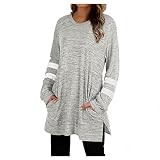 GFGHH Damen Langarm Lose Bluse Longsleeve Hemd Longshirt Longbluse Langarmshirt Damen Tops Rundhals Freizeit T Shirts Blusen Sweatshirts Tunika für den Winter Pullover Oberteile Bluse Tunika B