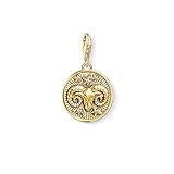 Thomas Sabo Damen Herren-Charm-Anhänger Sternzeichen Widder Charm Club 925 Sterling Silber vergoldet 1652-414-39