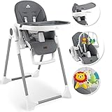 KIDIZ® 3in1 Hochstuhl Kinderhochstuhl inkl. Spielbügel, Babyliege, Kombihochstuhl Babyhochsitz,7 höhenverstellbar Verstellbare Rückenlehne, mitwachsend ab 0 Monate bis 6 Jahre Babystuhl, D. G