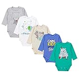 TupTam Baby Unisex Langarm Body mit Aufdruck Spruch 5er Pack, Farbe: Junge 4, Größe: 104