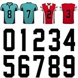 10 Stück 0 bis 9 Wärmeübertragung Nummern 8 Zoll Hoch Aufeisen Zahlen Aufkleber für Sport T-Shirt Jersey Fußball Baseball Team T-Shirt, Schw