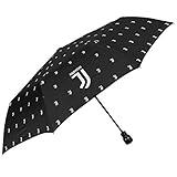 Regenschirm Juventus FC - Juve Tachenschirm Automatik mit Logo Offiziell - Herren Damen Kinder Schirm - Windsicher und Sturmfest - Schwarz - PFC Free - Durchmesser 96