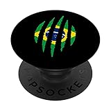 Claw Brazil Brasilien Brasil Fahne Flagge Südamerika PopSockets mit austauschbarem PopGrip