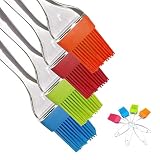 iNeibo Backpinsel Silikon Silikonpinsel Küche Küchenpinsel Grillpinsel Kochpinsel Marinierpinsel Silicon Brush Für Lebensmittel Hitzebeständig Und Spülmaschinenfest 4er-S